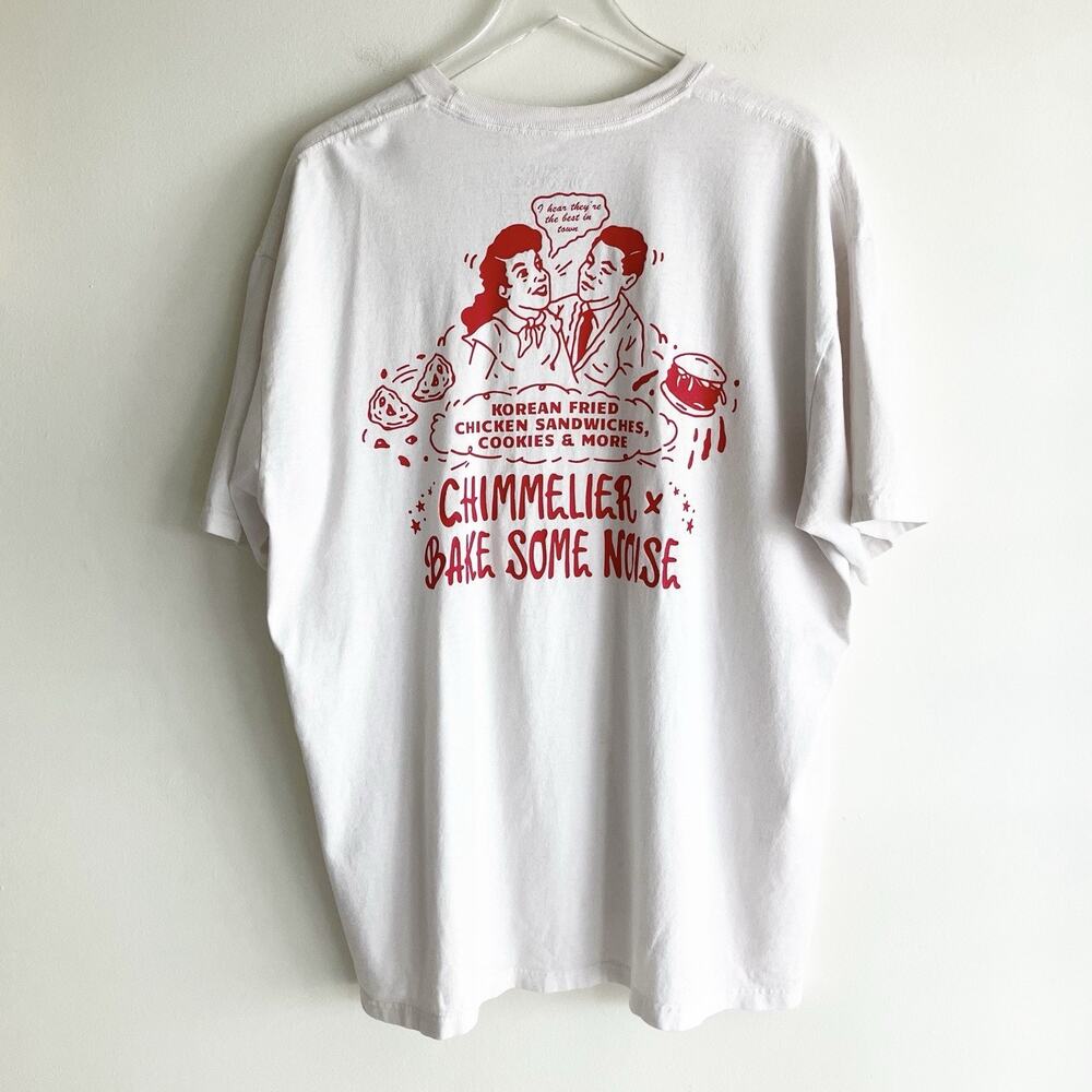 PLS READ Chimmelier Bake Some Noise Retro Style T Shirt White Red Size 2XL